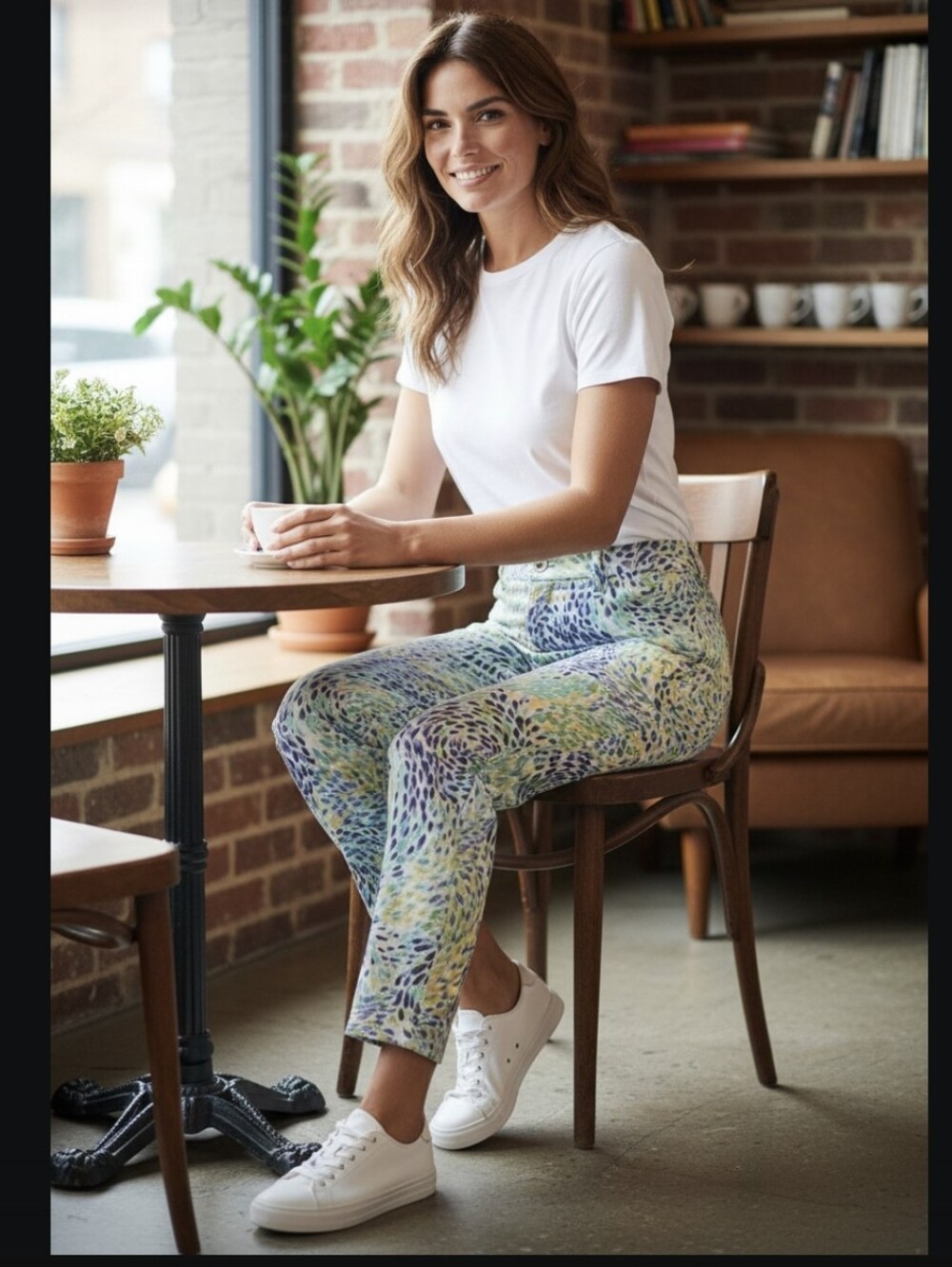 Talbots Abstract Swirl-Print Stretch Capri Pants- 6